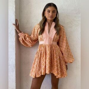 NWT Aofur Summer Cotton V Neck Long Losse Sleeve Embroidery Dress.